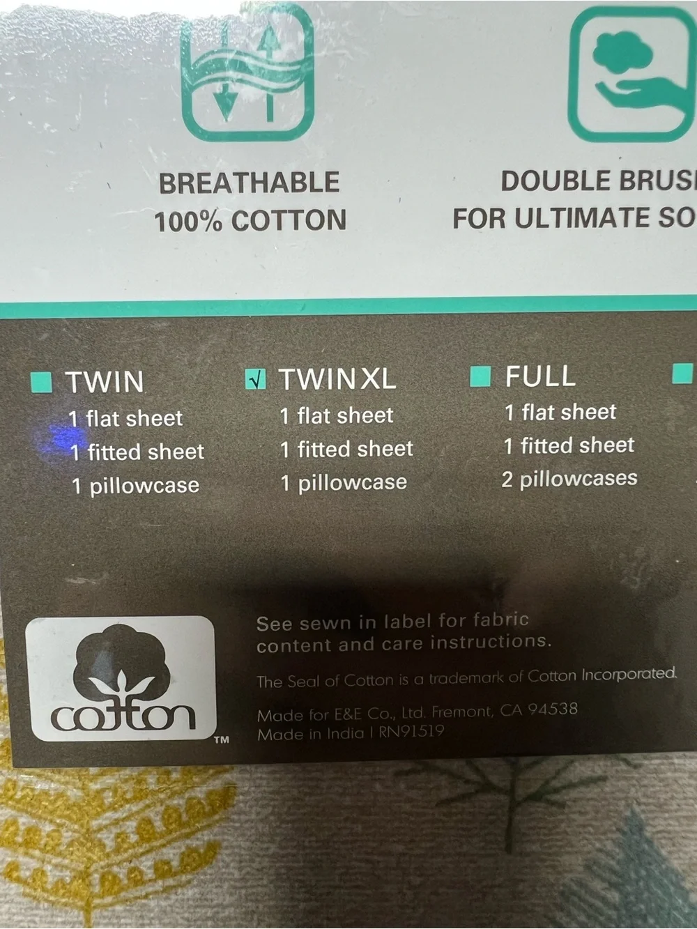 Cozy Leaf Print Cotton Flannel Sheet Set twin XL